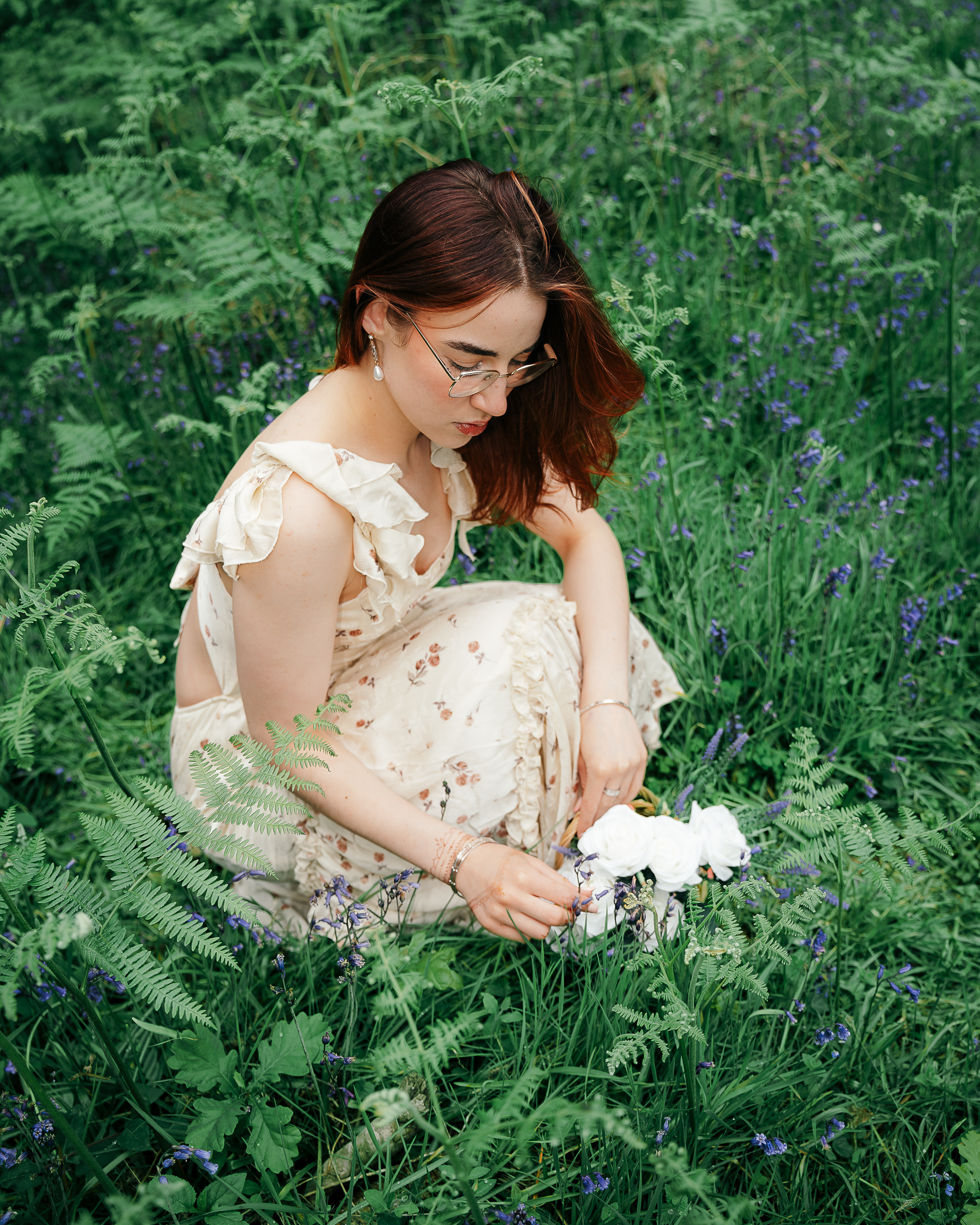 Close-up woodland portrait among bluebells, Perthshire editorial by DScotia Captures