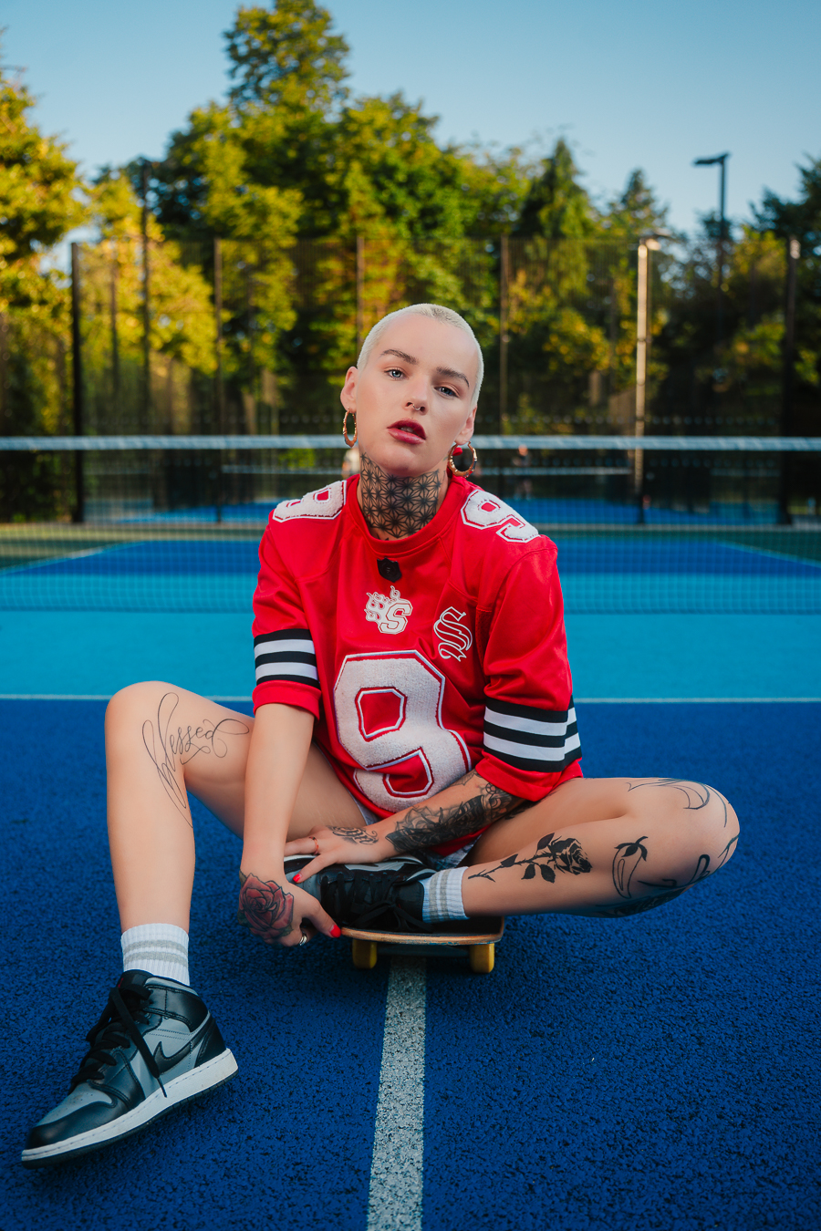 Red Court — sporty urban editorial in Kilmarnock