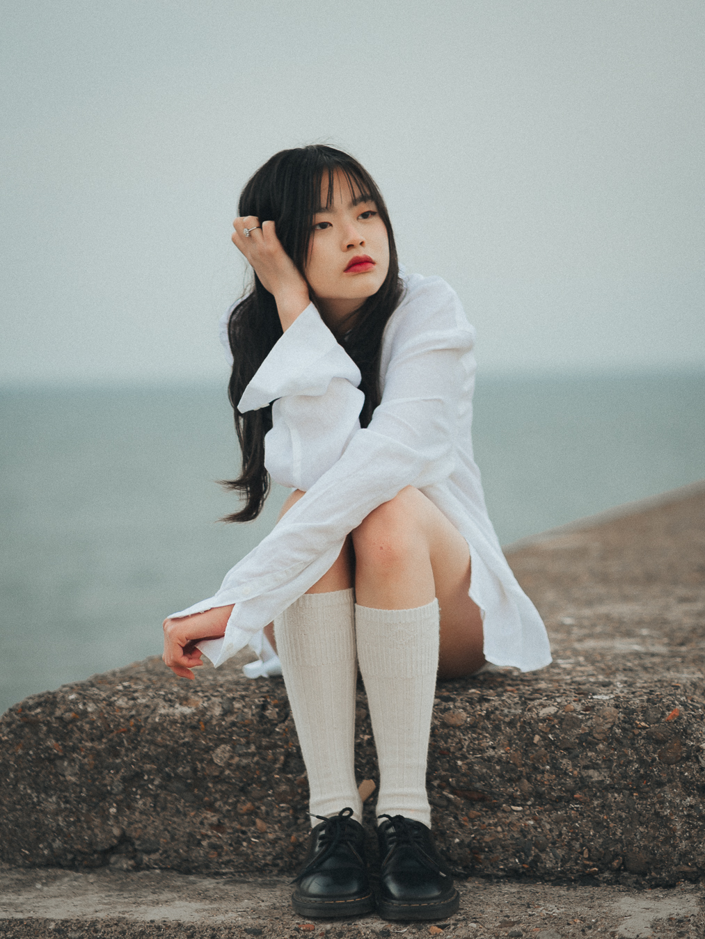 Editorial portrait at St Andrews harbour, featuring Chiyo